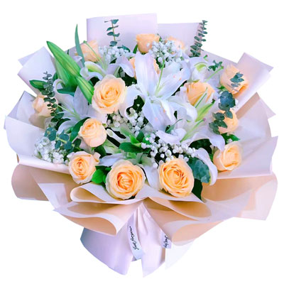 重庆16朵香槟玫瑰2支百合，爱的温暖和幸福