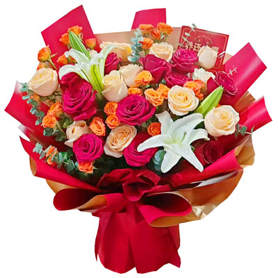 重庆19朵玫瑰百合，爱情永不凋零