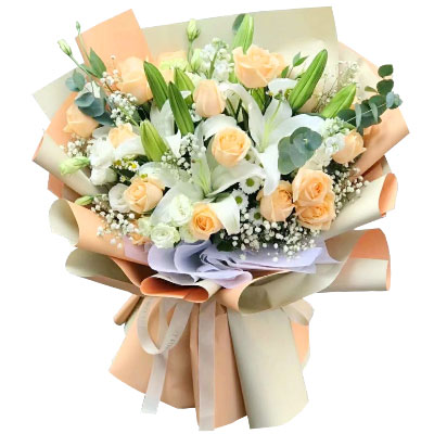 重庆19朵香槟玫瑰百合，你是我的真爱