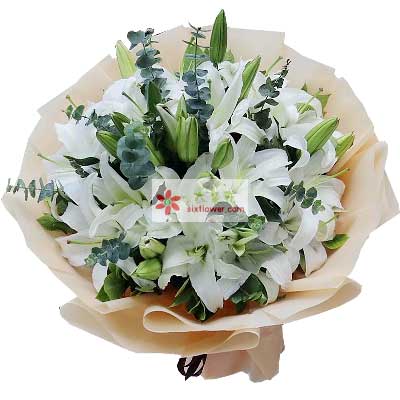 重庆9支白色多头百合，祝福你幸福